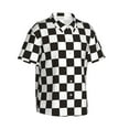thumbnail image 2 of Fotbe Black And White Checkerboard Hawaiian Shirt For Men Unisex Summer Beach Casual Short Sleeve Cotton Linen Button Down Shirts-Medium, 2 of 9