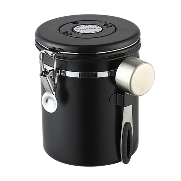 Recipiente hermético para granos de café, almacenamiento al vacío con cuchara de acero, utensilios para té y azúcar. 1.5L