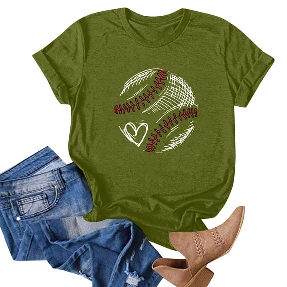 NAMTYQX Womens Oversized Tee Shirts Stretch Short Sleeve Printed Trending Cool Looses Plus Size Crewneck mit Print Oversized Graphic Tees for Women Army Green Size S