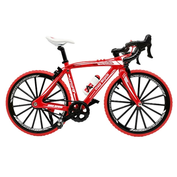 Ounissouiy Decoración de bicicleta, decoración de simulación sólida, Mini adorno especial de Metal plástico para sala de estar, regalos Kits de construcción modelo Rojo