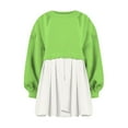 thumbnail image 4 of Womens Oversized Sweatshirt Dress Long Flowy Patchwork Pullover Tops Cute Drop Shoulder Sweatshirts Fall Long Sleeve Mini Dress Teen Girls Crewneck Solid Tunic Pleated Loose Clothing Beig, 4 of 5