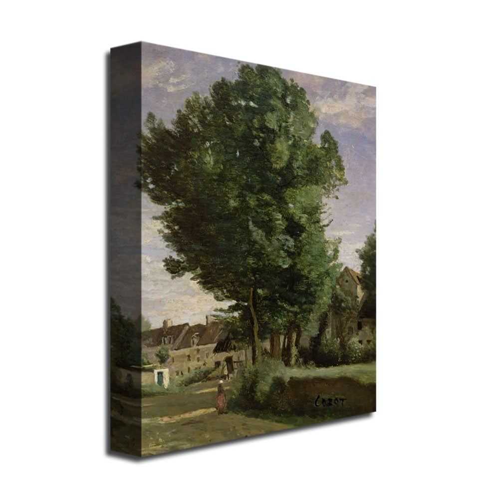 Trademark Fine Art "Outskirts of a village" Canvas Wall Art by Jean Baptiste Corot