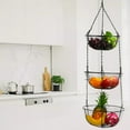 thumbnail image 4 of Cesta de almacenamiento colgante de hierro de 3 veles, moderno orgazador resistente para verduras, hogar, cocina, comedor, Sunnimix canasta de frutas, 4 of 8