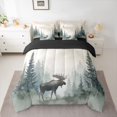 thumbnail image 2 of Homewish Farmhouse Reindeer Moose Bedding Comforter Set 7 Pieces, Woodland Wildlife Animal Full Bedding Set, Watercolor Art Reversible Fitted Sheet Flat Sheet, Ultra Soft Bedroom Decor, 2 of 7