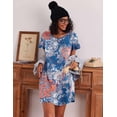 thumbnail image 5 of Ekouaer 2 Pack Nightgowns for Women Short Sleeve Night Gown V Neck Night Shirts Sleepshirts Leopard Flower, 5 of 6
