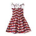 thumbnail image 3 of Robe d'Été pour Filles Bébé Tout-Petit Filles Robe d'Été à Imprimé Floral à Bretelles Robe Légère Décontractée avec Attaches Réglables pour Plage Robe Fille Rouge 2 Ans-3 Ans, 3 of 6