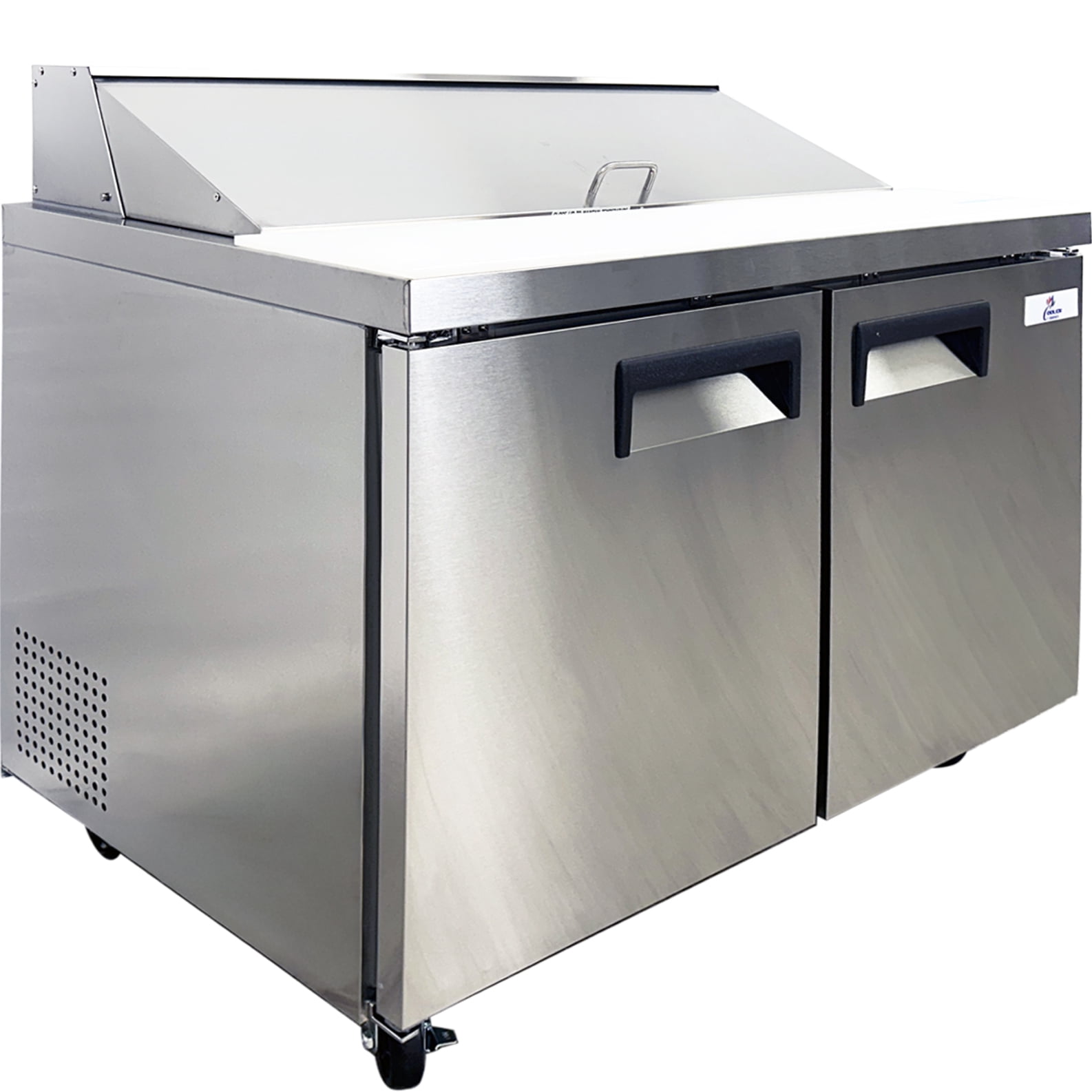47" Commercial Sandwich & Salad Prep Refrigerator with 2 Doors, Refrigerated Ingredient Rail, 115V