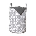 thumbnail image 1 of Abstract Laundry Bag, Geometrical Theme Monochrome Illustration Jagged Circles Pattern, Hamper Basket with Handles Drawstring Closure for Laundromats, 13" x 19", Pale Eggplant and White, by Ambesonne, 1 of 4