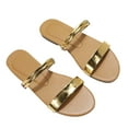 thumbnail image 2 of Summer Saving Clearance! Tuobarr Women's Slide Sandals New Summer Flats Casual Versatile Beach Sandals Women's Open Toe Slippers Gold US Size 8.5, 2 of 5