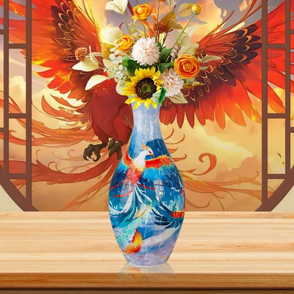 3D Vase Puzzle, Puzzle for Adults to Flower Arrangement and Home Decoration Made by 160 Curved and Translucent Plastic Puzzle Pieces