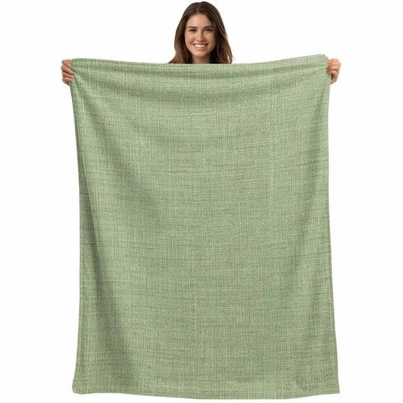 Flannel Fleece Throw Blanket Sage Green Retro Linen Lightweight Soft Plush Blankets,Modern Minimalist Style Cozy Warm Throw Blanket for Couch Sofa Bed Car Office All Season Use 40x50in