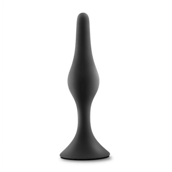 Eden Silicone Medium Anal Plug with Stayput Base and Flexible Shaft, Black