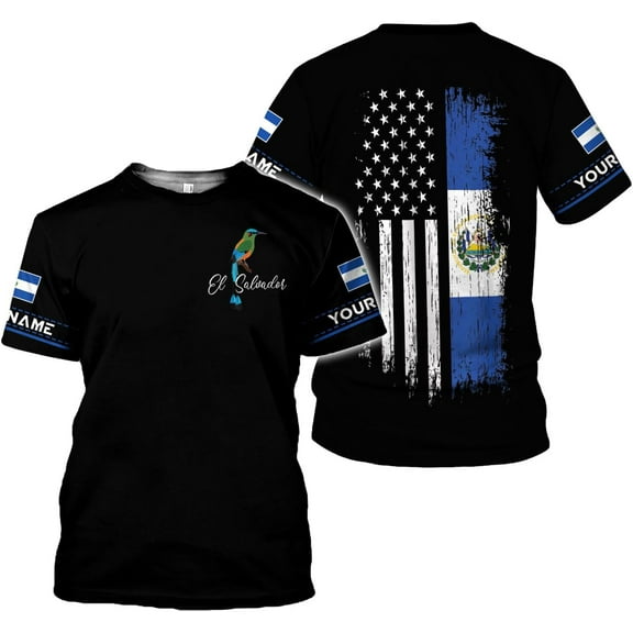 Personalized Name El Salvador Shirt 3D, El Salvador Flag Shirt for Men Women, Unisex T-Shirts S-5XL (S)