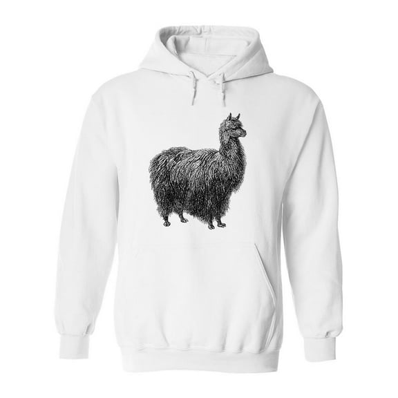 Beautiful Alpaca Sketch Hoodie Men -Image by Shutterstock, Male XX-Large