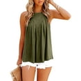 thumbnail image 5 of USSUMA T-Shirts for Women Trendy,Tank Top for Women Summer Halter Tops Pleated Sleeveless Cami Shirts Loose Dressy Shirts Beach Blouses, 5 of 8