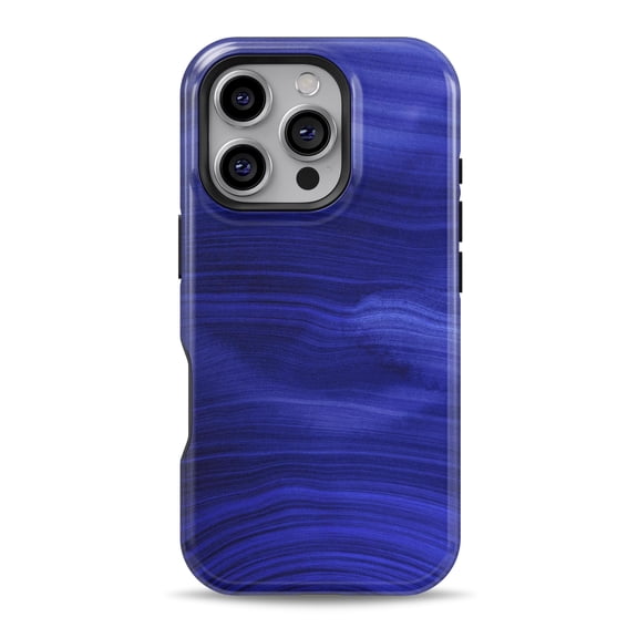 DesignSkinz Scratch-Resistant Hard Slim Case Compatible with iPhone 16 (Compatible with MagSafe) - Vivid Agate Vein Slice Blue V7