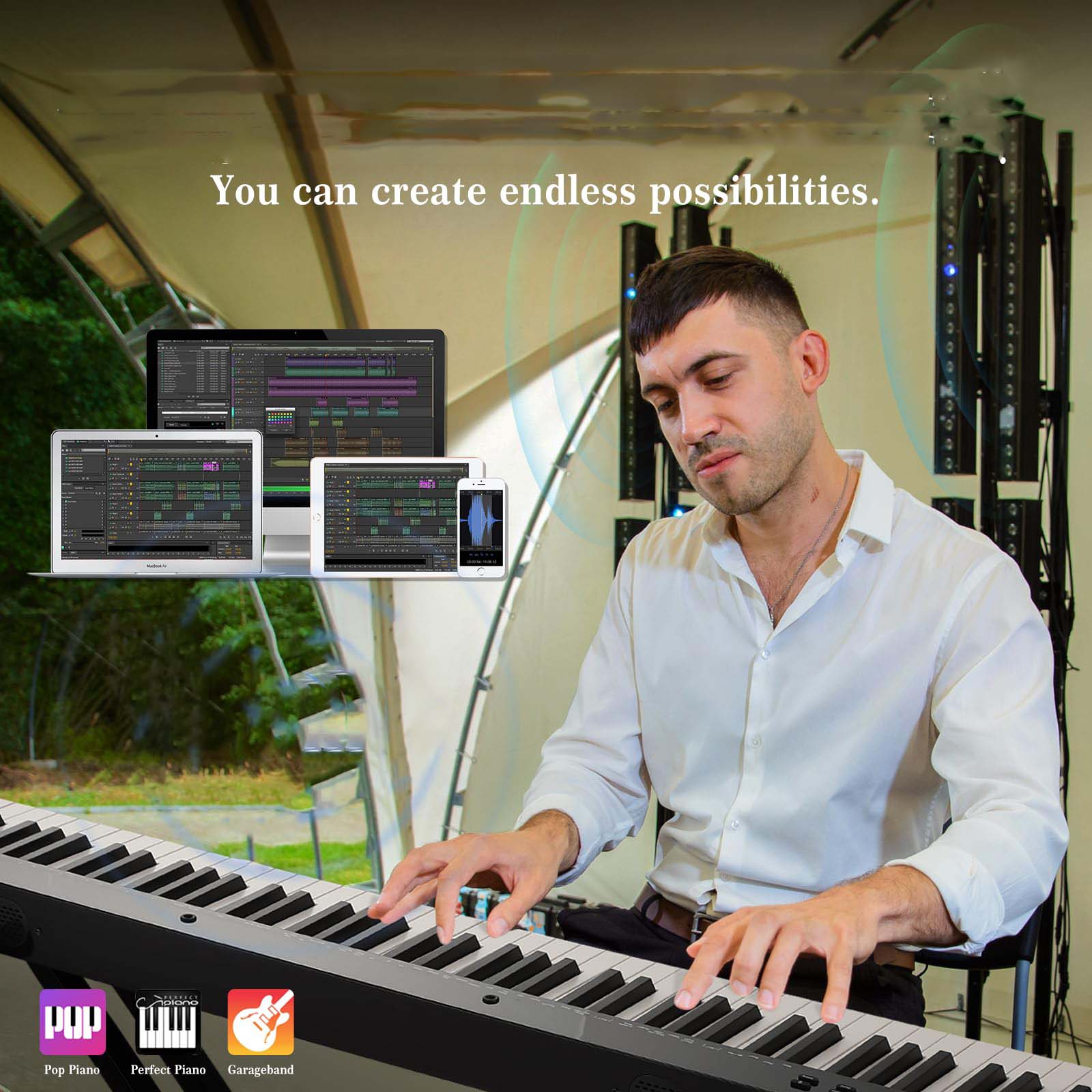 Huisuilinss 88 Key Keyboard Piano,Portable Electric Digital Piano With Semi Weighted 88 Keys,Compact Electric Piano Keyboard Set With Power Supply,Stand,Carrying Case,Headphones For Beginners