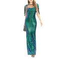 thumbnail image 2 of Gibobby Vestido de fiesta para mujer elegante Mujeres lujo lentejuelas borlas recto delgado dama de honor batas formales elegantes vestidos de fiesta(Verde,CH), 2 of 5