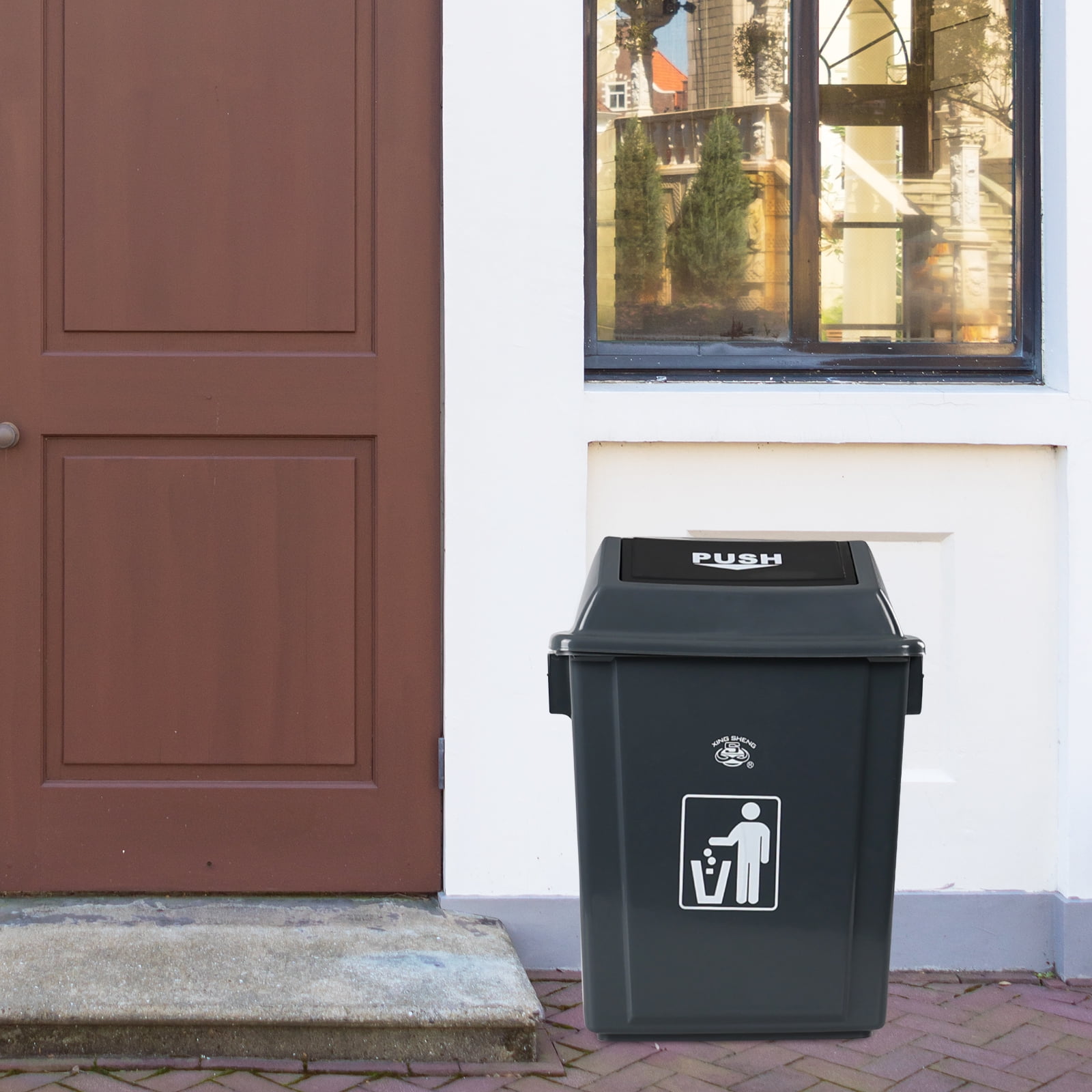 Uumitty Kitchen Trash Can 6 Gallon with Swing Lid, Plastic Tall Garbage Can Outdoor and Indoor, Swing-Top Recycle Bin Waste Basket (4-Pack, Grey)