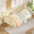 thumbnail image 4 of VECELO Twin Size Metal Daybed, Victorian Platform Sofa Bed Frame with 4 Legs Slats Support, Gold, 4 of 10