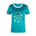 thumbnail image 4 of JeashCHAT Easter Shirts for Women Bunny Rabbit Egg Print Women Summer Sexy Happy Easter Print Regular Women Round Neck Short Sleeves Top, 4 of 5