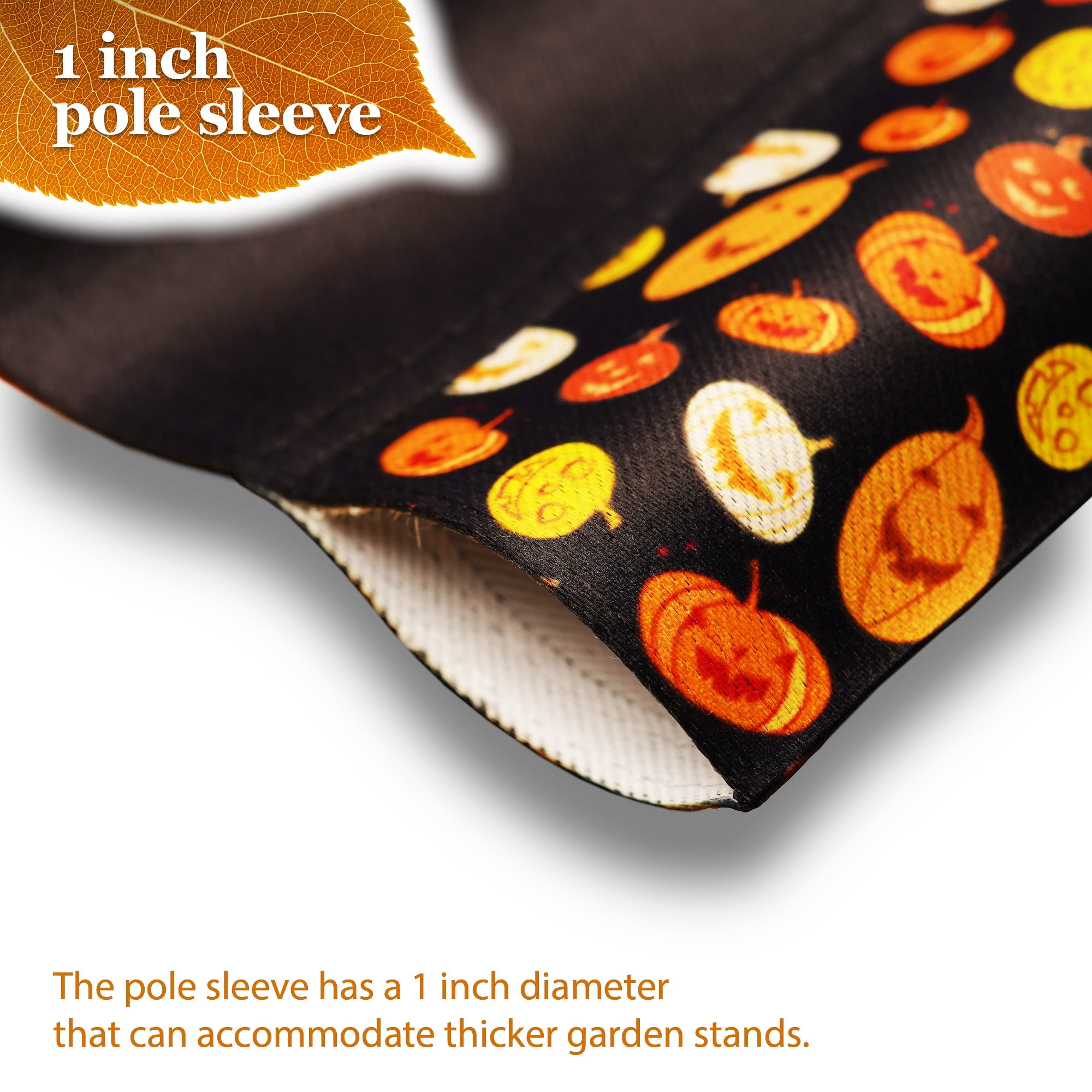 G128 Double-Sided Halloween Garden Set 12"x18" with 36"x16" Garden Flag Holder Stand Outdoor Porch