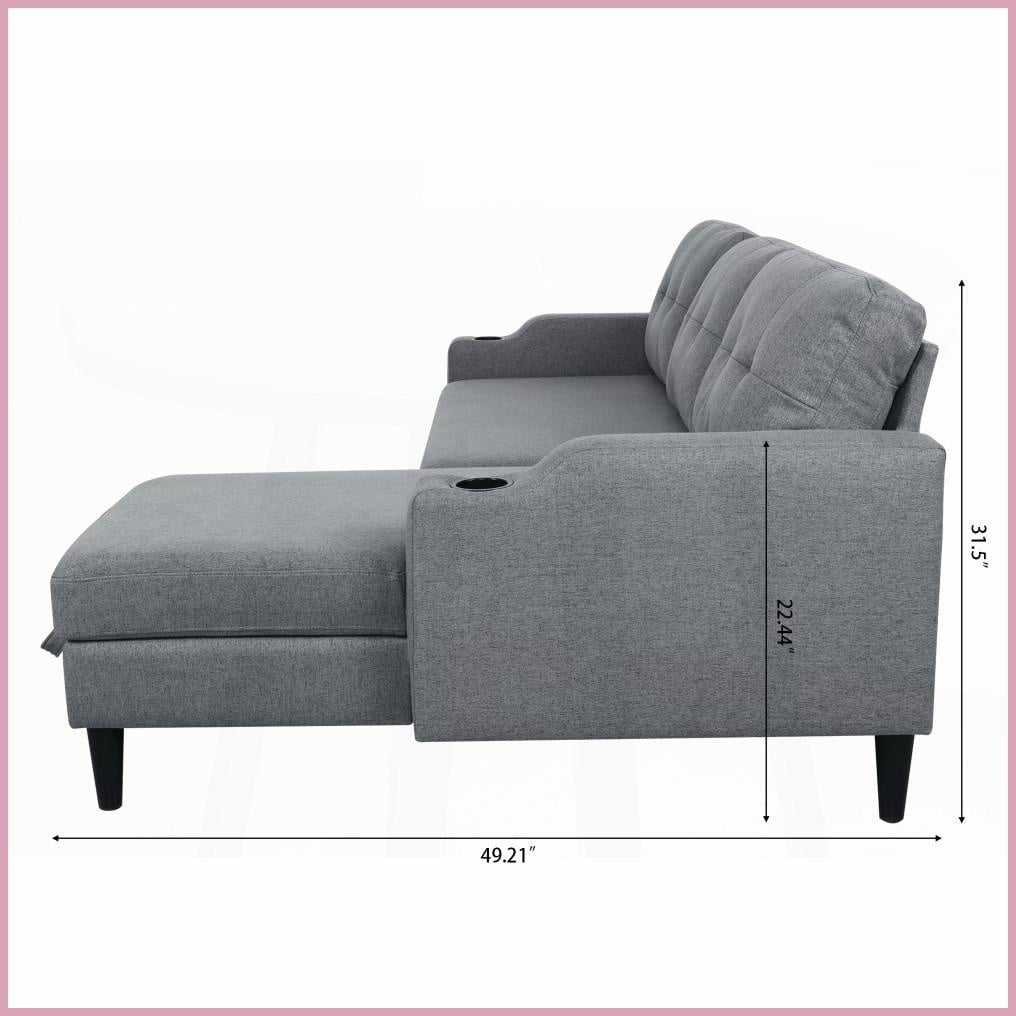 Modern Fabric Loveseat Sofa for Living Room with Built-in Storage