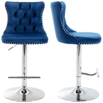 Swivel Bar Stools of 2, LegaHome Velvet Counter Height Barstools, 25-33 Inch Adjustable Height Bar Stools for Kitchen Counter, Modern Upholstered Kitchen Island Chairs, 300lbs Capacity, Blue