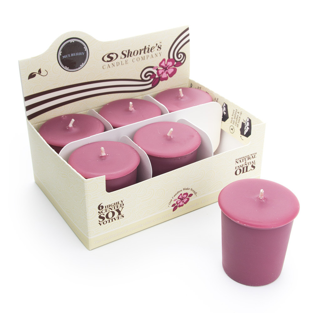 Mulberry Soy Votive Candles - Scented with Natural Fragrance Oils - 6 Dark Red Natural Votive 