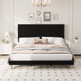 thumbnail image 2 of King Size Bed Frame, Adjustable Height Headboard, Velvet Upholstered Platform Bed Frame, No Box Spring Needed, Easy Assembly, Black, 2 of 7