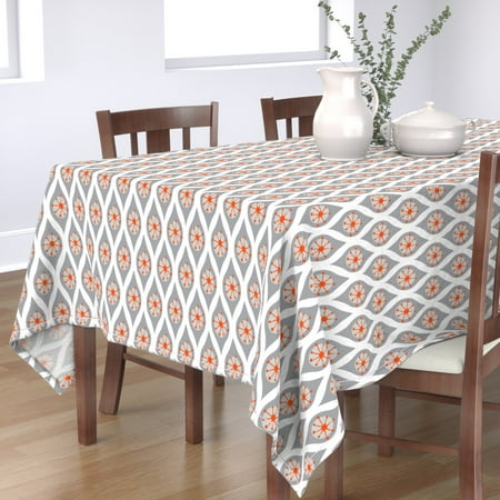 

Cotton Sateen Tablecloth 70 x 120 - Modern Gray Orange Mid Century Vintage Nursery Print Custom Table Linens by Spoonflower
