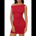 thumbnail image 1 of Vestidos de Verano Mini para Mujer 2025, Ajustados, con Hombros Descubiertos, Rojos, Talla XL, 1 of 8