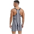 thumbnail image 2 of Alvivi Men's One Piece Striped Jumpsuit Swimsuit Stretchy Wrestling Singlet Rompers Bodysuit Black XL, 2 of 7