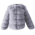 thumbnail image 6 of lcziwo Weekly Sale Women 2024 Winter Faux Fur Coats Lapel Long Sleeve Fuzzy Fleece Jaclets Solid Color Open Front Warm Outerwear Thicken Short Coat,Gray,M, 6 of 6