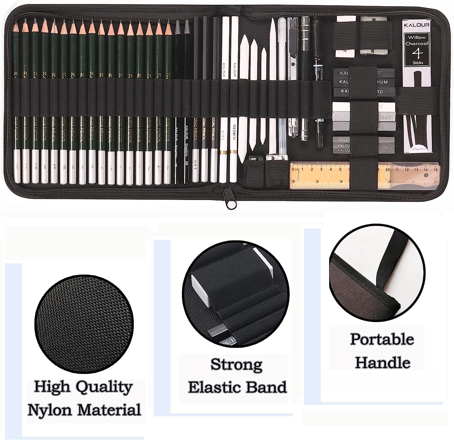 54-Pack Sketch Drawing Pencils Kit with Sketchbook,Include Graphite,Charcoal Pencils and Artists Tools,Pro Art Drawing Supplies for Adults Beginners,ideal for Sketching Shading