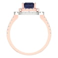 thumbnail image 4 of 2.62 ct Emerald Cut Simulated Blue Sapphire with Simulated Diamond Halo Accents 18K Rose/White Gold Womens Engagement Ring, 4 of 5