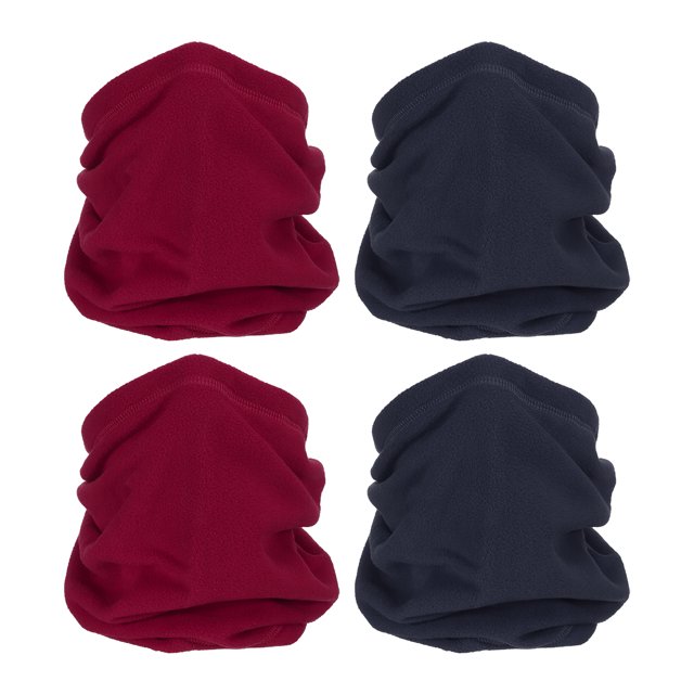Uxcell Winter Neck Warmer, 4 Pack Drawstring Warm Face Scarf Windproof Neck Gaiter, Navy Blue, Wine Red