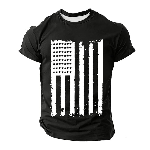 Mens Camisetas Deportes Casuales Manga Corta Impresa Cuello Redondo Suéter Blusa de Fitness Verano