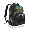 thumbnail image 2 of Pofeuu Realistic Style Colorful Wolf Print Backpack for Men and Women - Basic Bookbag Casual Daypack Backpacks for College Work Travel-One Size, 2 of 5