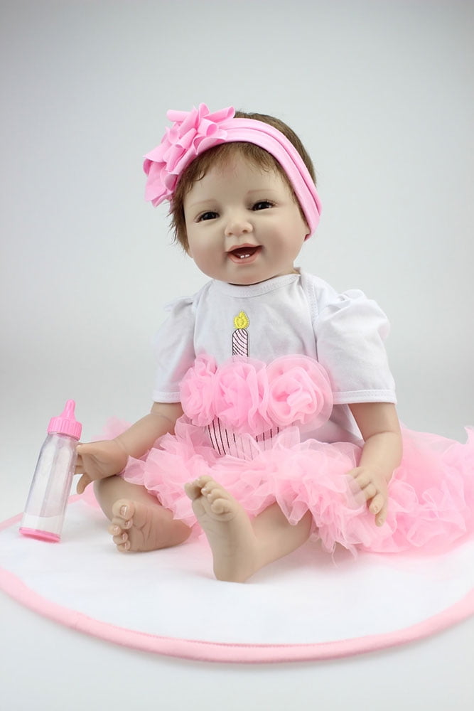 Winado 22 Reborn Baby Doll,Cloth Body & Silicone Limbs,Pink Tutu Dress 