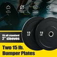 thumbnail image 3 of Preenex 15lb Bumper Plate Set Olympic Weight Plates for 2" Barbells & More Set of 2, 3 of 8