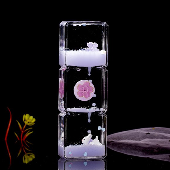 ENMJIAW Purple mini hourglass CartoonsCreative Liquid HourglassTransparent CrystalHourglass TimerSand Clock 3D Dynamic CuteRabbit Oil DrippingHourglass Toy For OfficeHome Desktop Decoration 120ml