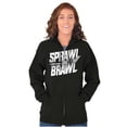 thumbnail image 3 of Sprawl and Brawl Muay Thai Fight Unisex Fleece Graphic Zip Up Hoodie Brisco Brands 4X, 3 of 5