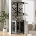 thumbnail image 6 of Winkalon Corner Bar Cabinet with Glass Holder, Industrial Wine Cabinet with Mesh Door, 5-Tier Liquor Bar Cabinet for Home Small Space, Grey, 6 of 8