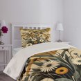 thumbnail image 2 of Ambesonne Floral Eucalyptus Quilted Coverlet 2 Pcs, Century&nbsp;Modern, Twin Size, Amber Laurel Green, 2 of 4