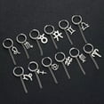 thumbnail image 4 of GKNET 12 Horoscope Zodiac 1PC Stainless Steel Hoop Tassel Chain Earring Drop Men Women-Pisces, 4 of 9