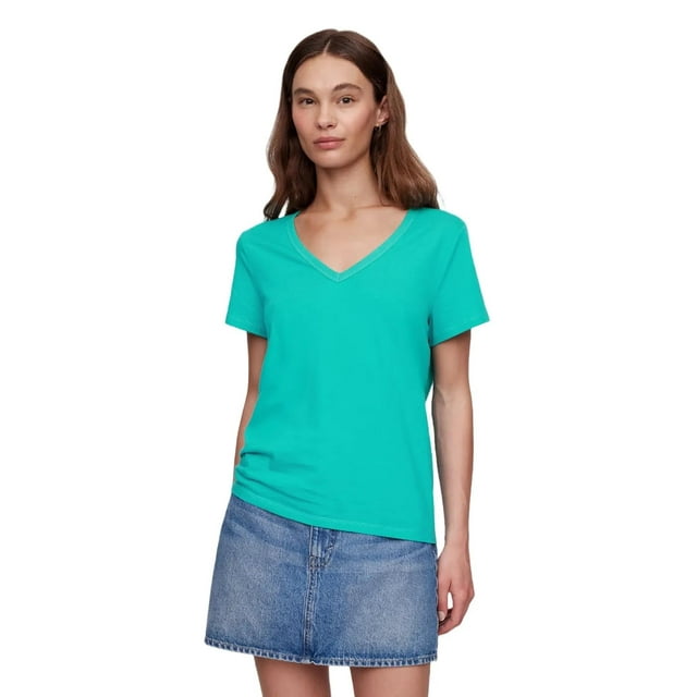 Camiseta con cuello en V Shirt GAP Green Mirage XS