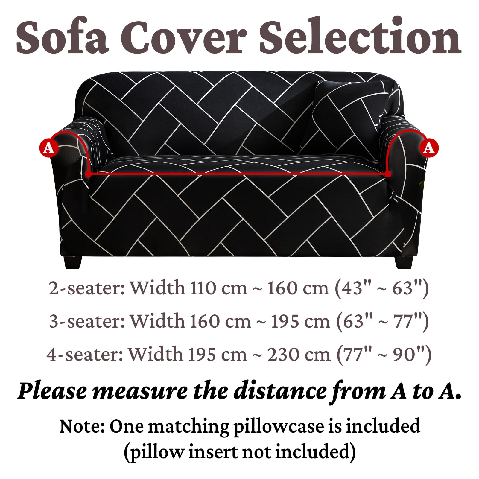HonorHut Patterned Couch Cover High Strength Stretch Sofa Cover 4 Seater Printed Washable Slipcovers Modern Fashion Universal Furniture Protector Black White