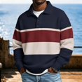 thumbnail image 4 of Horkkom Men Pullover Sweatshirt Fall Outfits Striped Sweatshirt Trendy Casual Sweatshirt M, 4 of 7