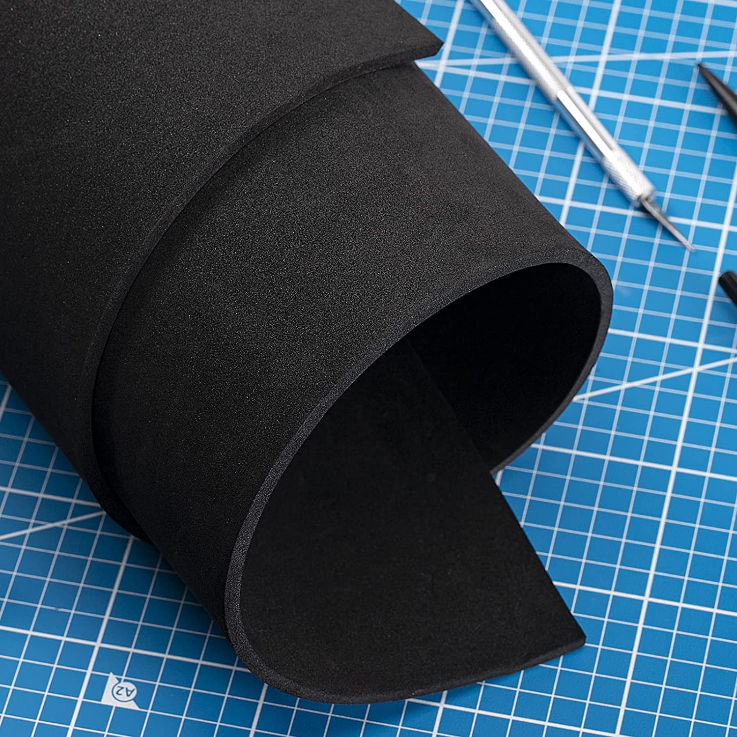 "3mm Black EVA Foam Sheet, 59" x 13.9", Halloween Decoration Foam Sheets for Cosplay Supplies, 1-20mm High-Density 86kg/m3 Foam